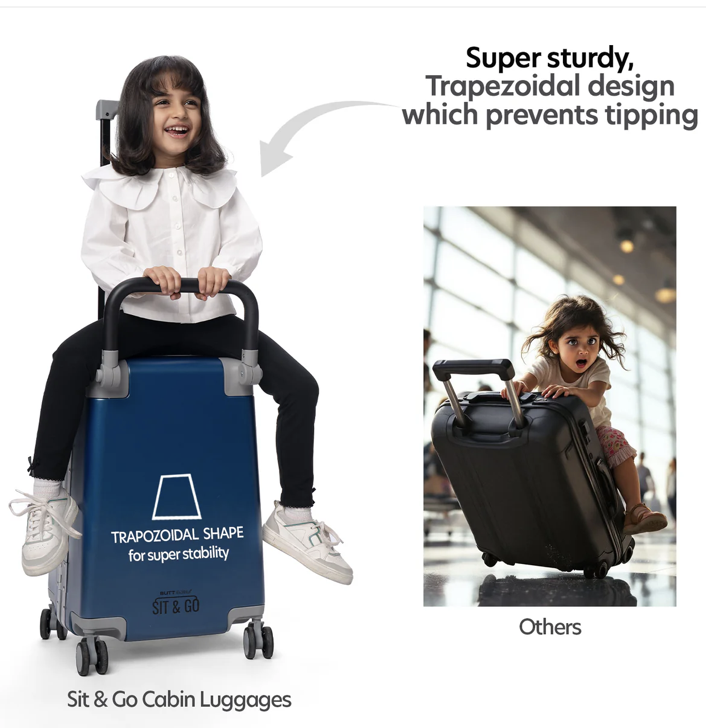 Preloved Buttbaby Sit and Go Cabin Luggage Carrier - Midnight Blue with minor flaw